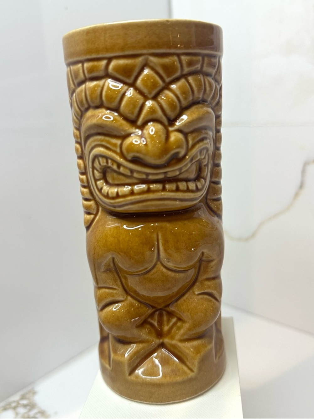 Vintage Orchids of Hawaii Tiki Mug Made in Japan Souvenir Ceramic R-71 Brown